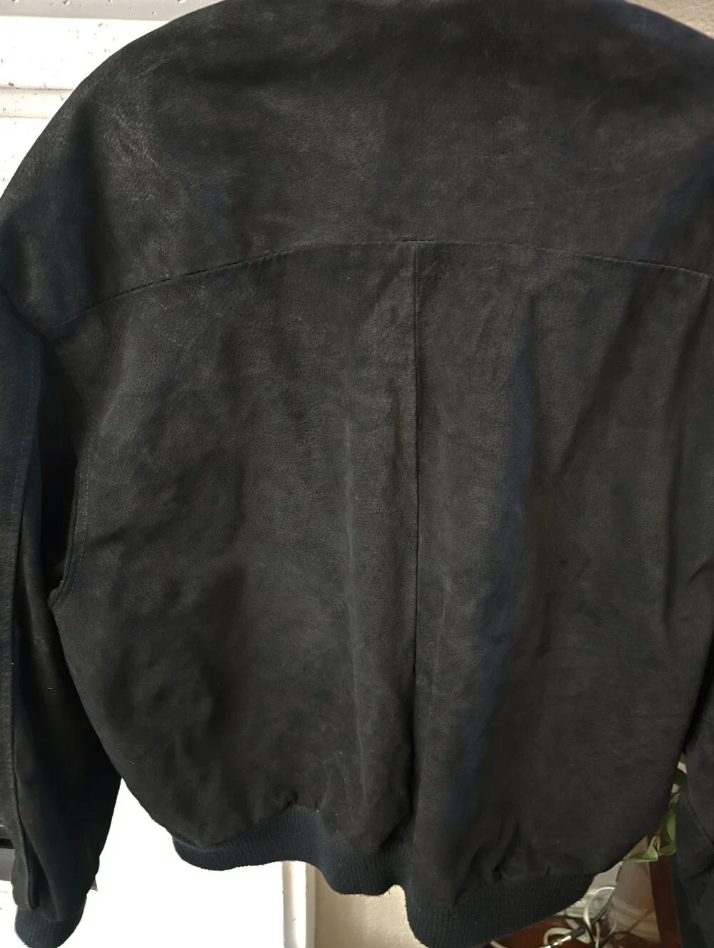 Men's Black Suede Bomber Jacket Wear Me Out Side Large